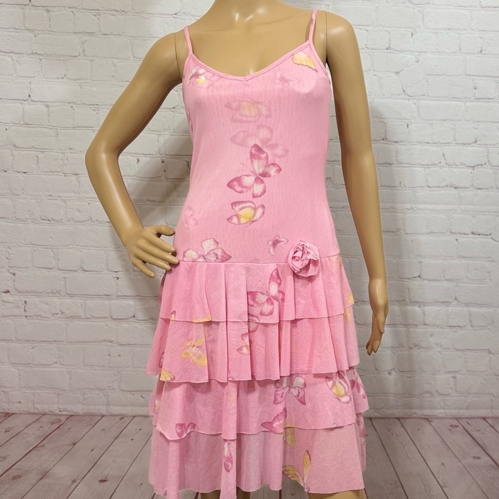 ARDEN B Spaghetti strap dress tiered mesh butterfly prints Small nwt Y2K Vintage - Picture 14 of 16